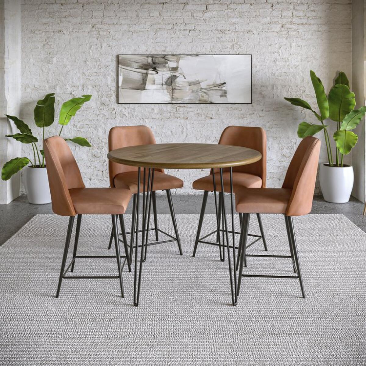 2271-BRENNANCTG.MADDOXSTLBN-5PC Maddox Upholstered Counter Stool- Orange - Image 1