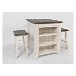 Madison County 3 Piece Counter Height Table Set Vintage White Finish - Image 3
