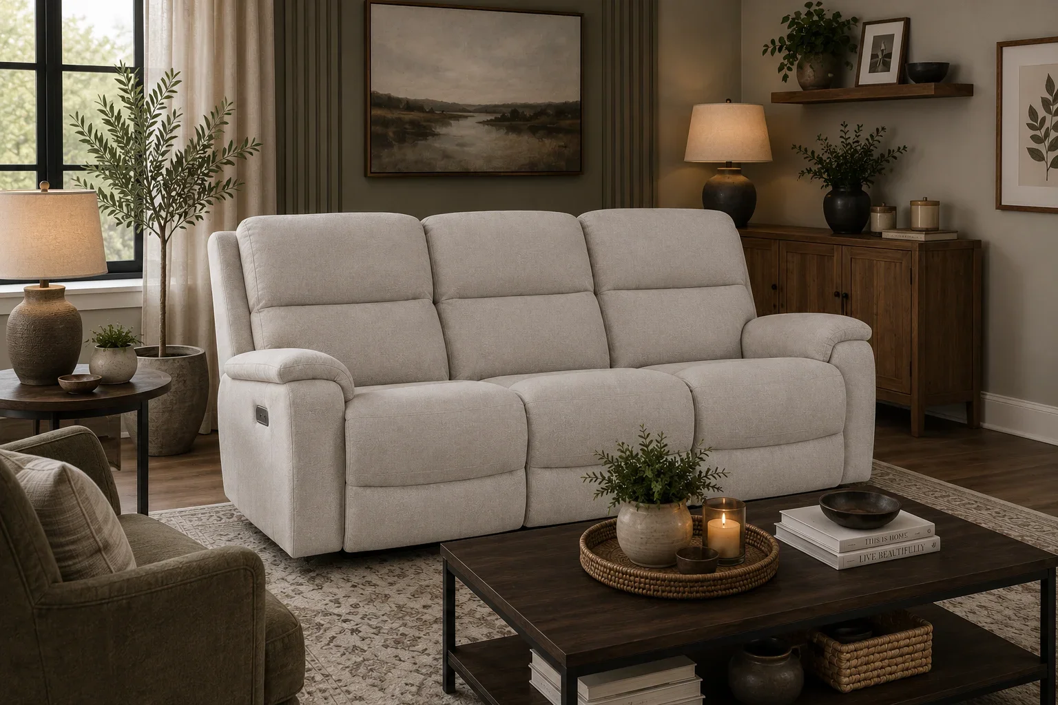 Dorian Power Reclining Sofa W/Headrest & Lumbar