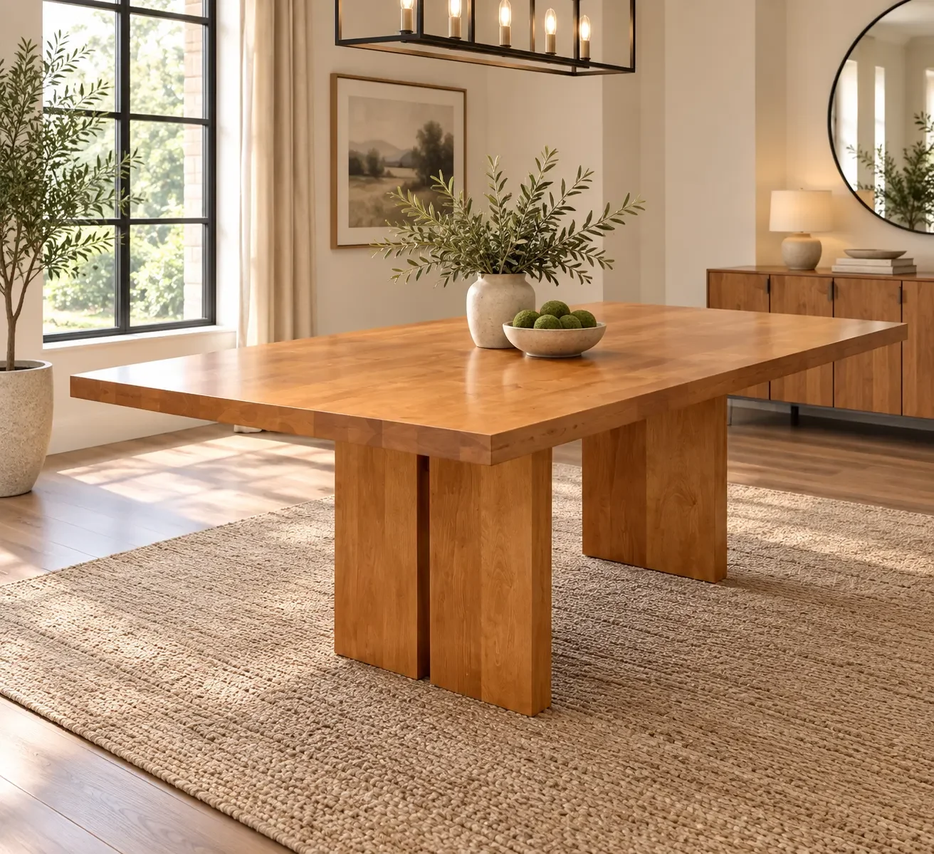 Honey Washed Dining Rectangular Table Modern