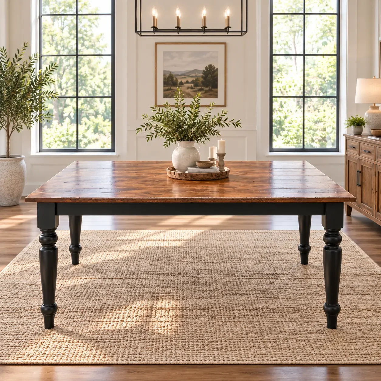 TRE 0386 Spiced Washed Dining Rectangular Table Distressed
