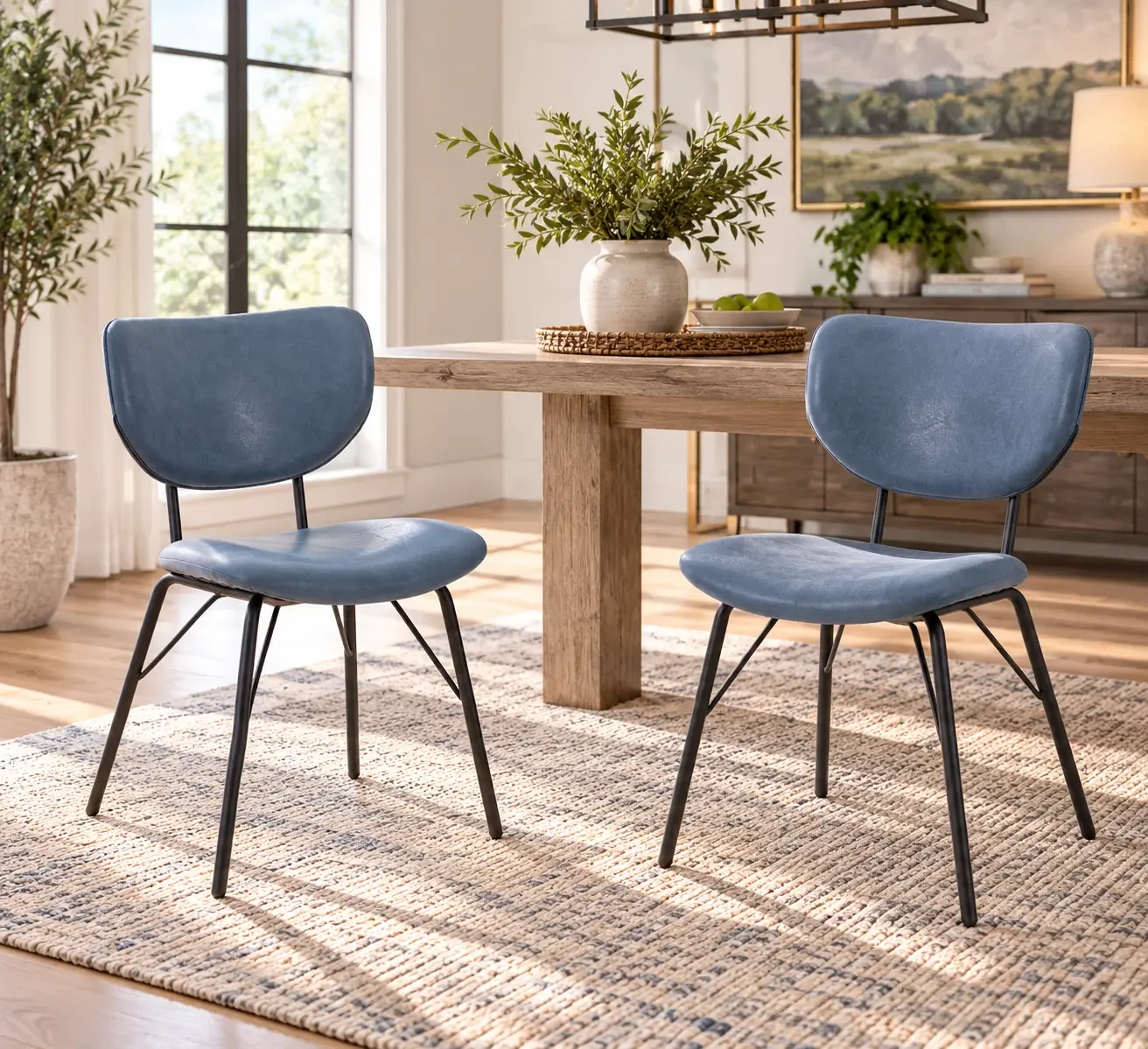 Owen Upholstered Chair- Blue
