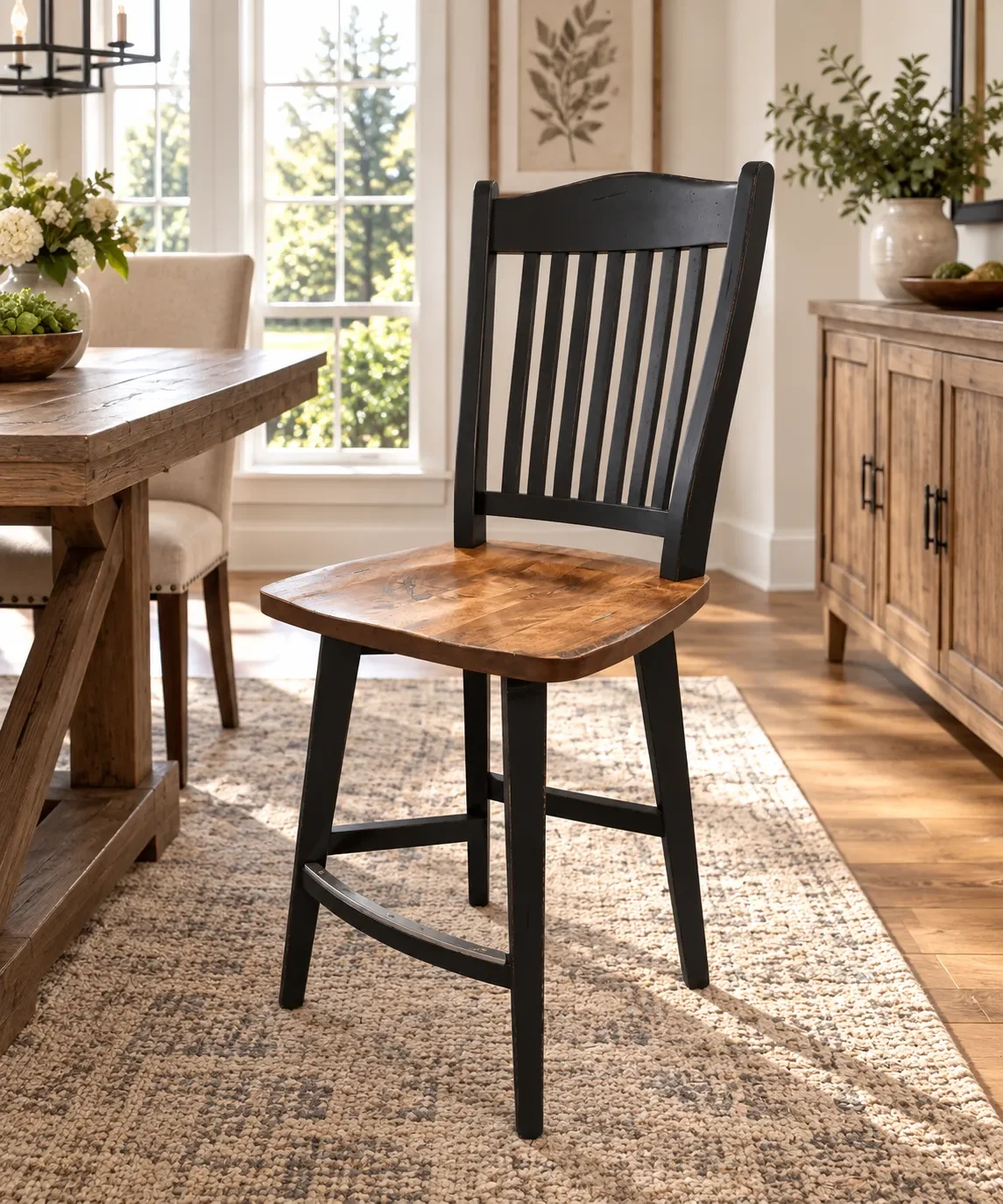 SNF 7232 Matte Black/Spiced Washed Dining Stool
