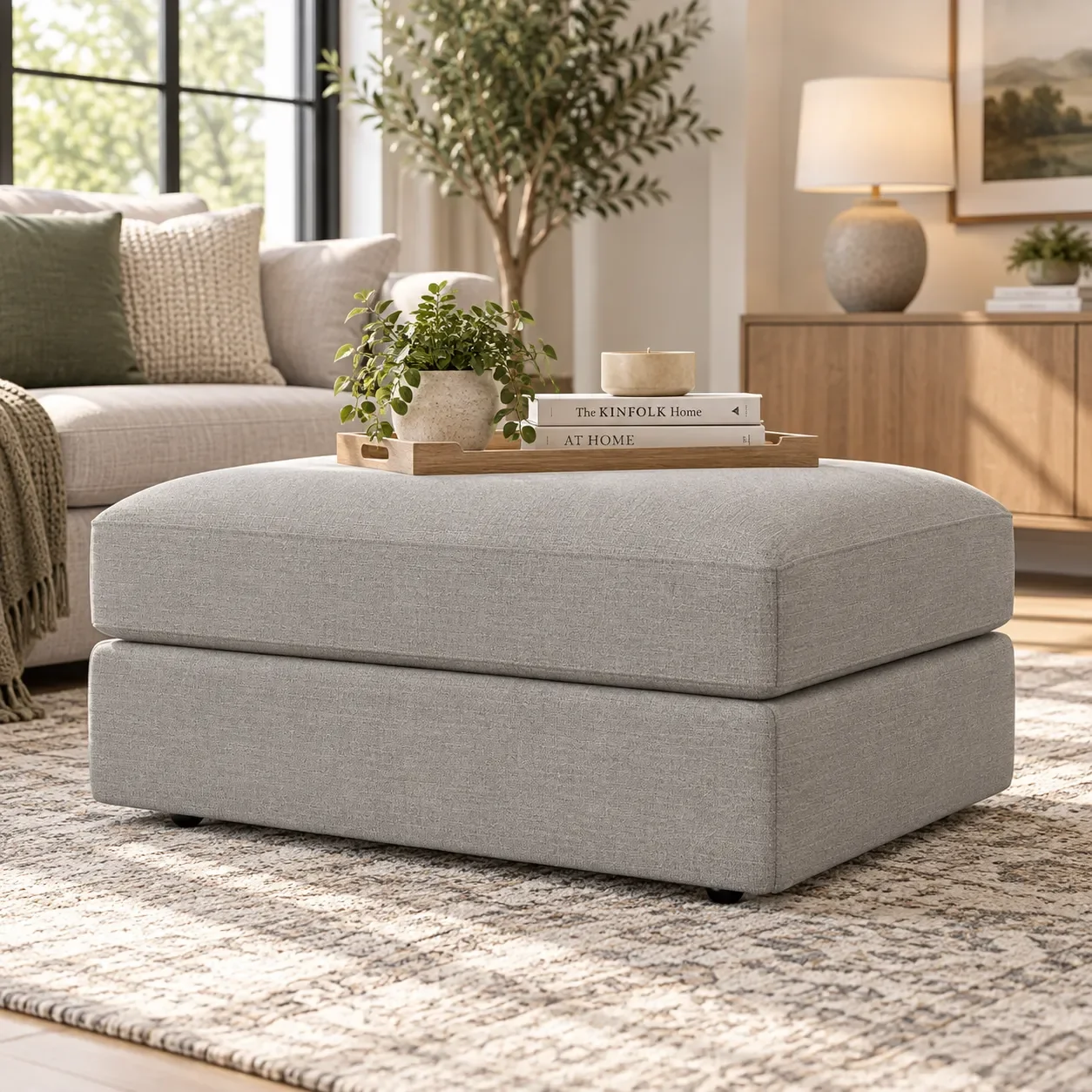 Dover Fabric Large Rectangle Storage Ottoman