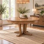 Round Dining Room Table Pecan Washed Gourmet