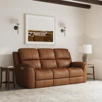 Henry Caramel Leather Power Reclining Sofa with Power Headrests & Lumbar