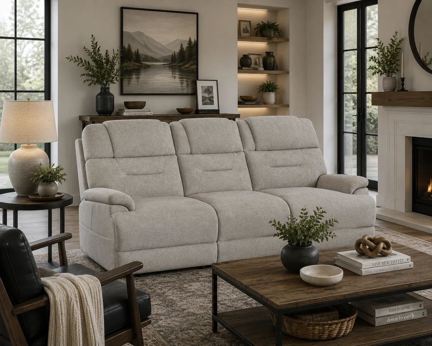Zecliner Zofa Shell Fabric Power Sleep Sofa with Power Headrests & Lumbar