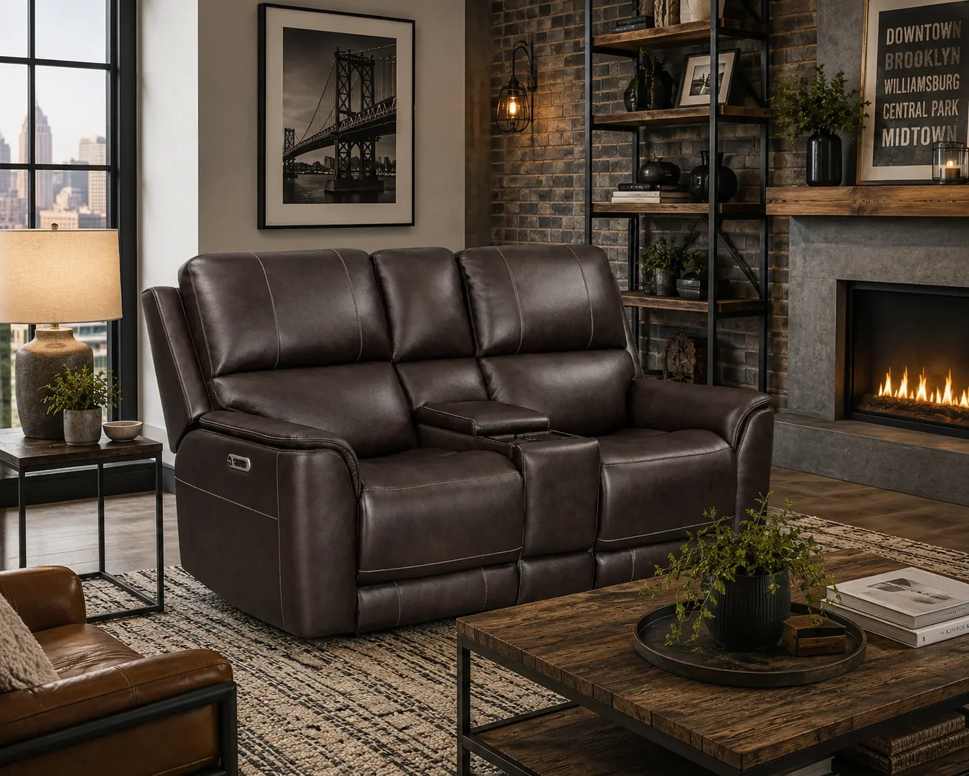 Easton - Steamboat Brown Power Zero Gravity Tilt Console Loveseat