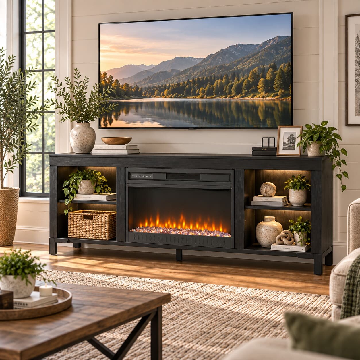 Cayberry 60" TV Stand with Electric Fireplace