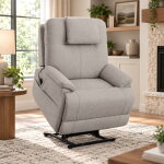 Zecliner Model 1 Dove Fabric Power Lift Sleep Recliner with Power Headrest & Lumbar
