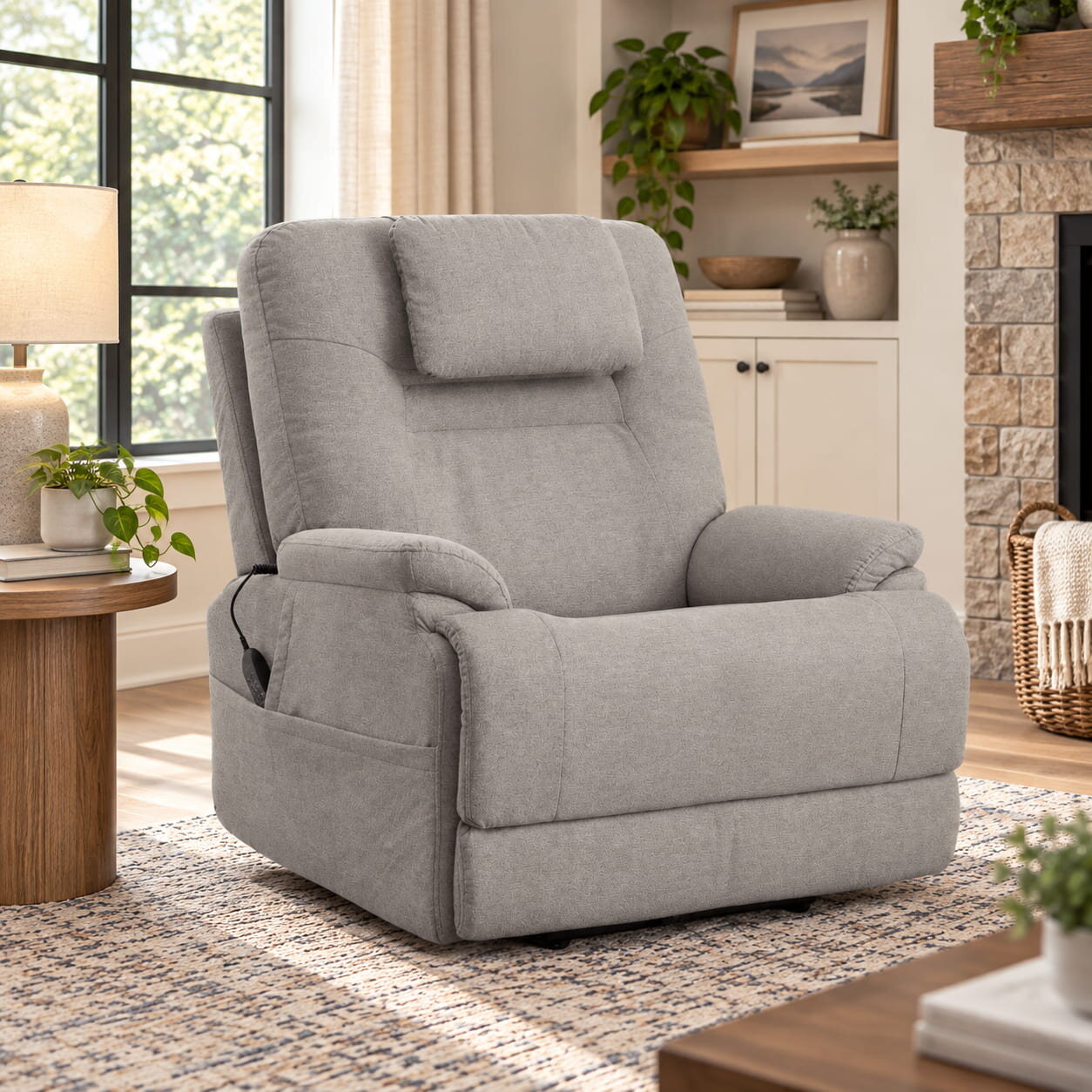 ChatGPT Image Sep 10, 2026, 12_55_10 PM Zecliner Model 2+ Dove Fabric Power Lift Sleep Recliner with Power Headrest, Lumbar, Heat & Massage - Image 1