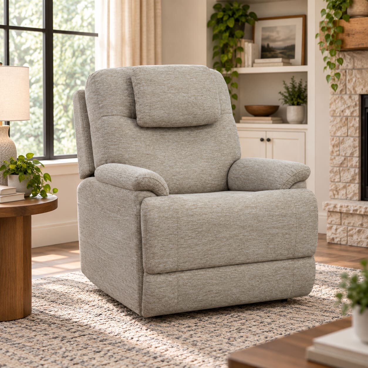Zecliner Model 2+ Shell Fabric Power Lift Sleep Recliner with Power Headrest, Lumbar, Heat & Massage